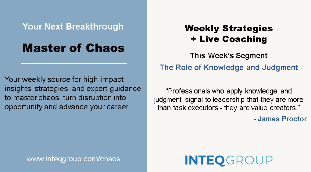 Inteq Chaos Newsletter - Knowledge and Judgement Segment